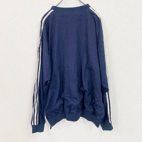 90s　adidas　アディダス　プルオーバーナイロンジャケット　ヴィンテージ　刺繡ロゴ　紺　ネイビー　XLサイズ