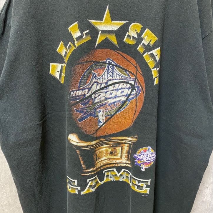 古着 used　00s　NBA ALL STAR GAME 2000 バスケ　半袖プリントTシャツ　黒　ブラック　XLサイズ