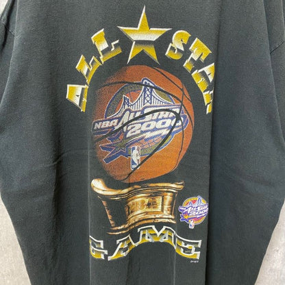 古着 used　00s　NBA ALL STAR GAME 2000 バスケ　半袖プリントTシャツ　黒　ブラック　XLサイズ