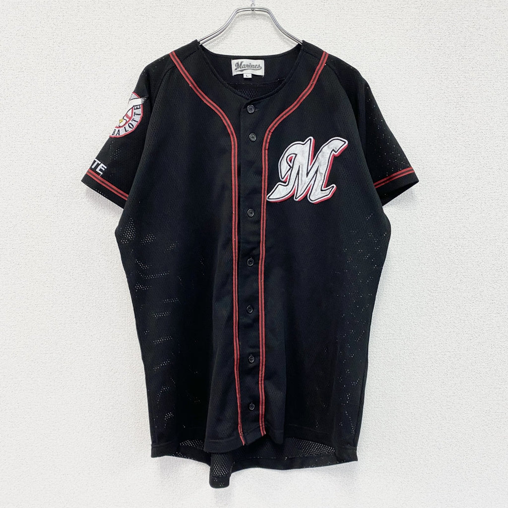 千葉ロッテマリーンズ　半袖ベースボールTシャツ　ユニフォーム　黒　ブラック　Lサイズ