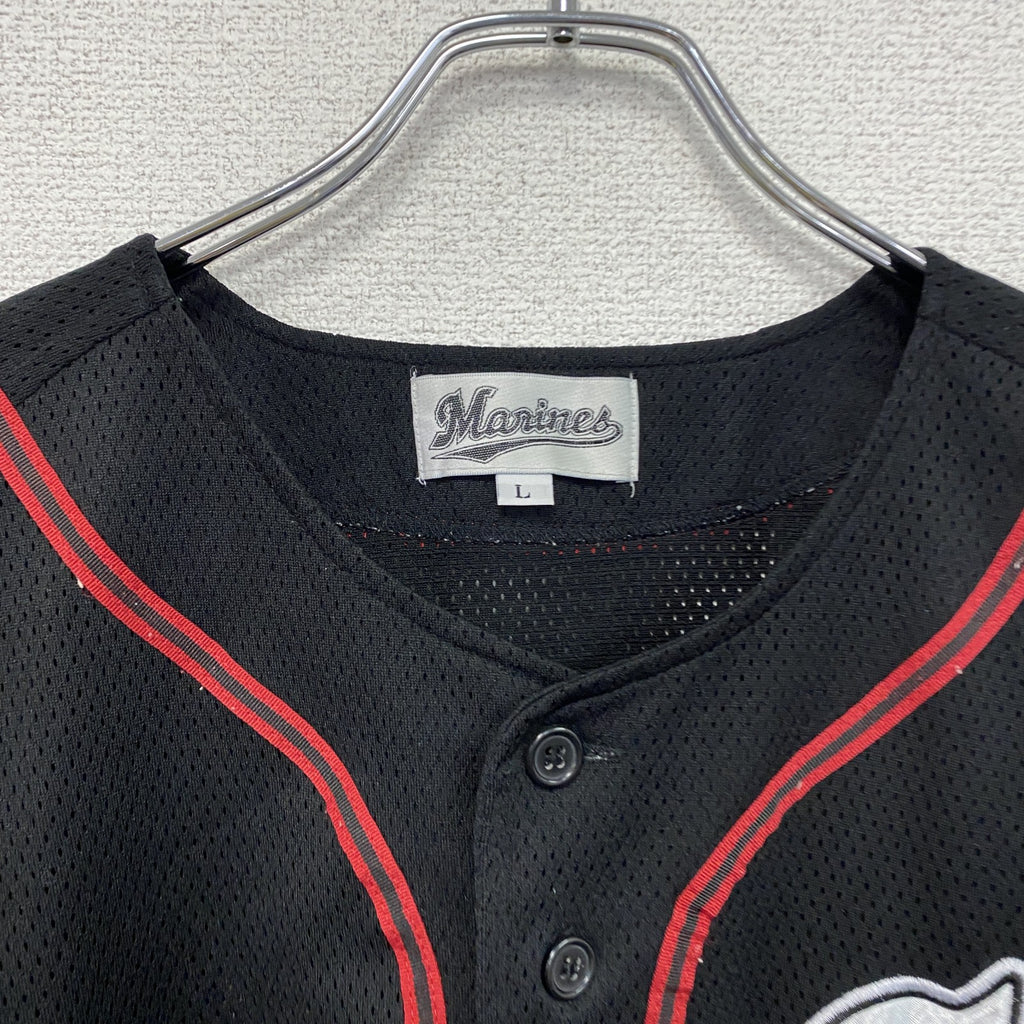 千葉ロッテマリーンズ　半袖ベースボールTシャツ　ユニフォーム　黒　ブラック　Lサイズ