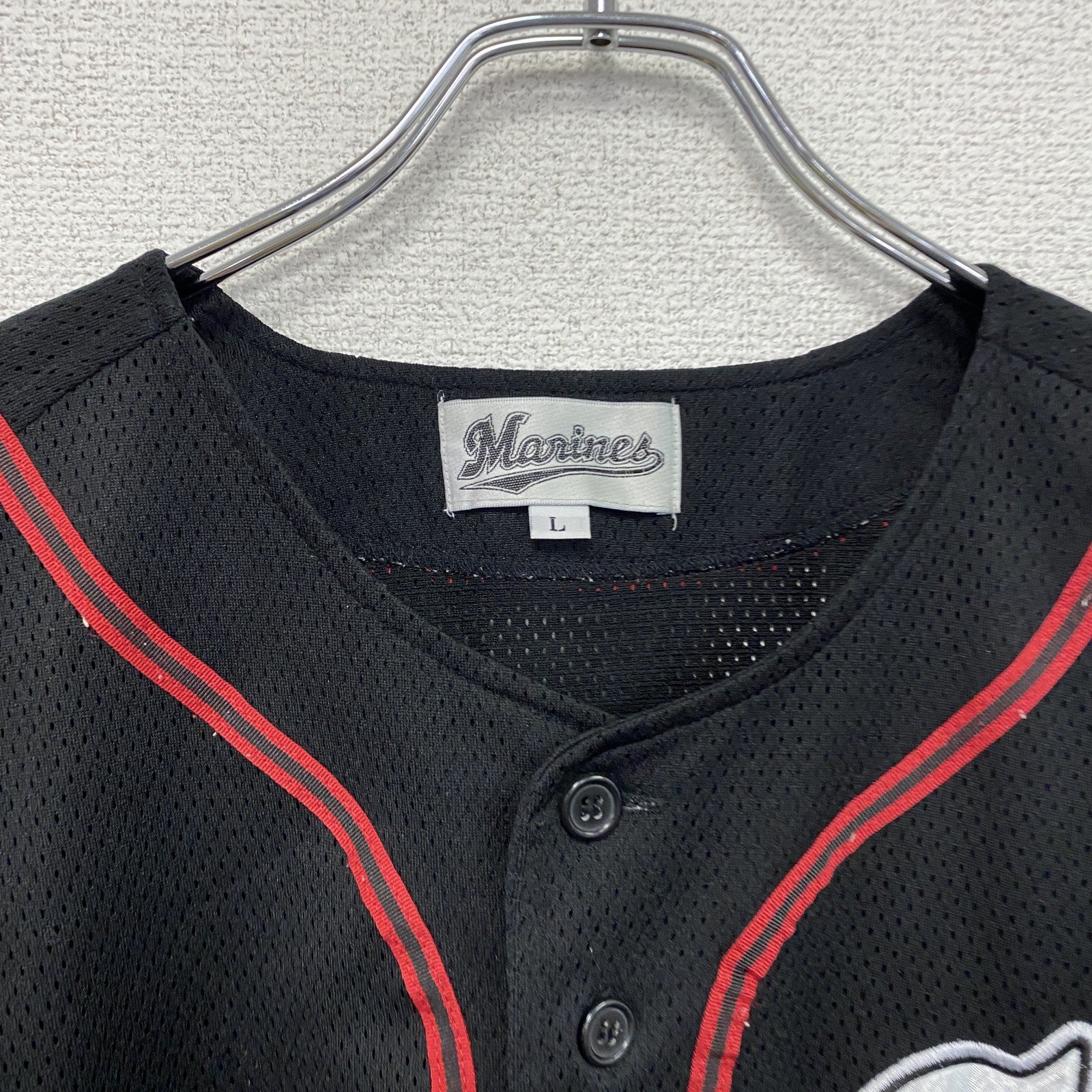千葉ロッテマリーンズ　半袖ベースボールTシャツ　ユニフォーム　黒　ブラック　Lサイズ