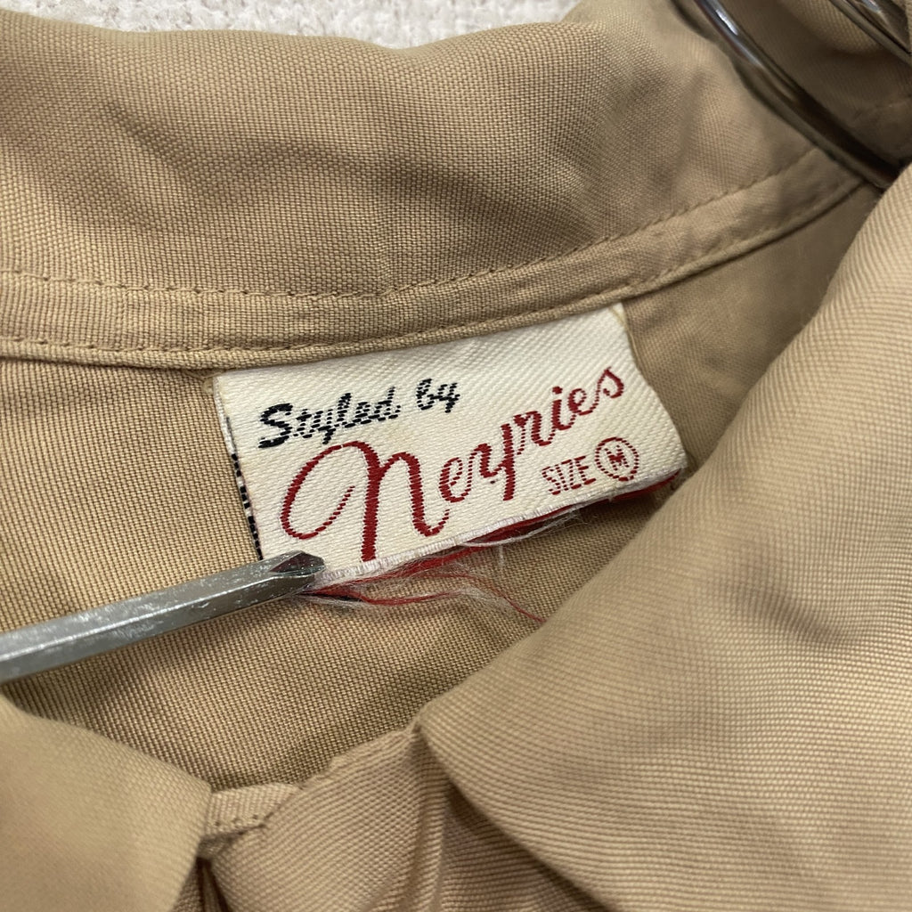 Neyries　ネイリーズ　半袖ボーリングシャツ　刺繍ロゴ　4連プリント　茶色　ブラウン　Mサイズ