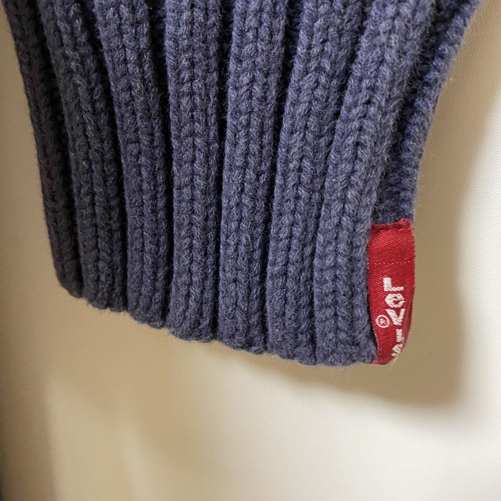 古着 used LEVI'S リーバイス　長袖ノルディック柄クルーネックニット　セーター　レトロデザイン　ネイビー　Lサイズ