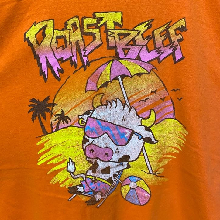 古着 used　STRANGER THINGS　ストレンジャーシングス　ダスティン　半袖プリントTシャツ　海外TV　オレンジ　L