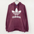 adidas　アディダス　スウェットパーカー/フーディー　ラグランスリーブ　デカロゴ　ボルドー　XOサイズ
