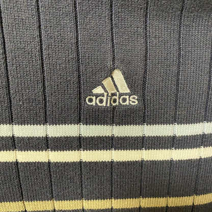 古着 used adidas アディダス　長袖ニットジップアップブルゾン　ニットジャケット　オーバーサイズ　ネイビー　XLサイズ