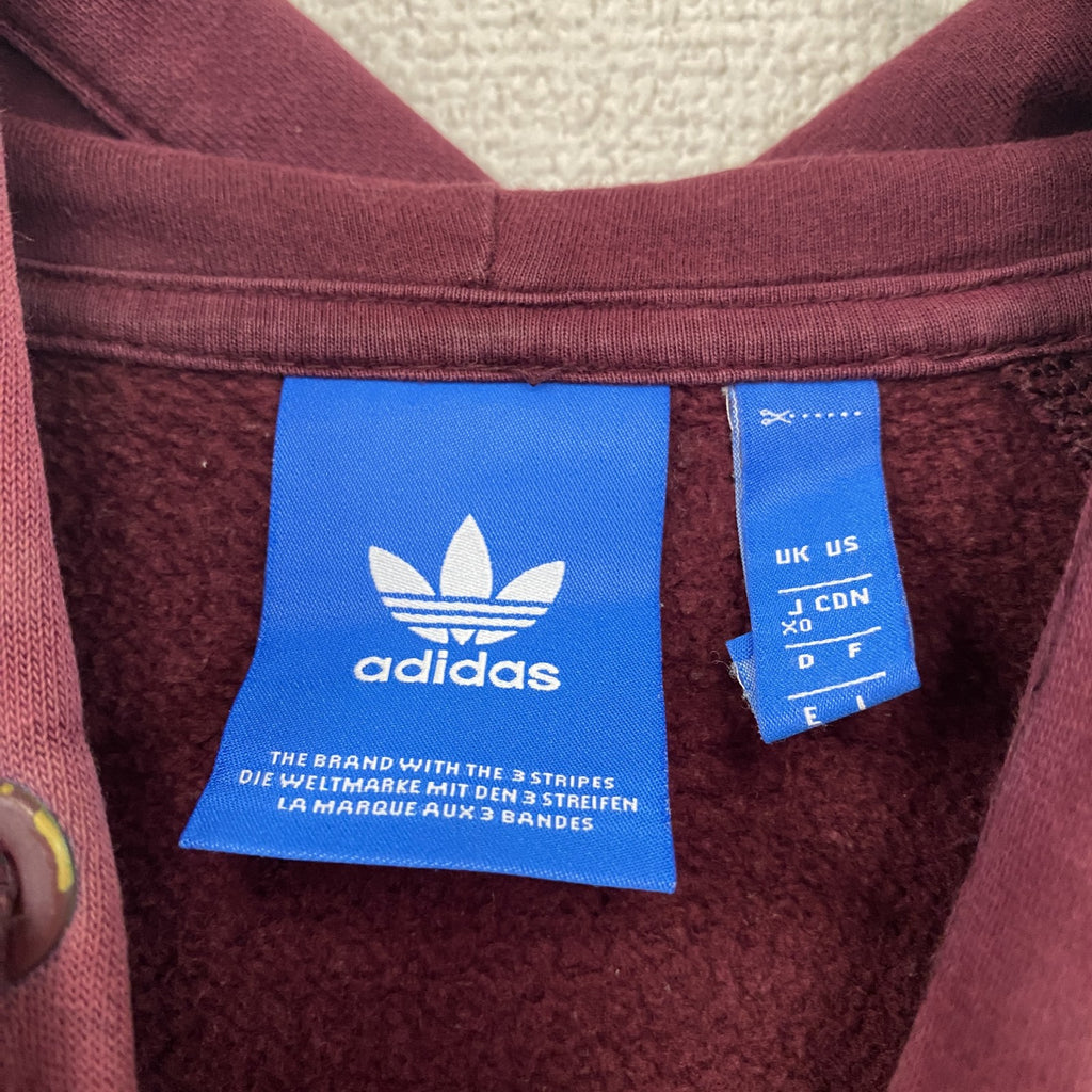 adidas　アディダス　スウェットパーカー/フーディー　ラグランスリーブ　デカロゴ　ボルドー　XOサイズ