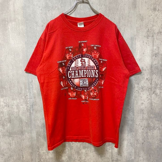 古着 used　GILDAN ギルダン　MLB　カージナルス　2006　半袖プリントTシャツ　野球　赤　レトロ　Lサイズ