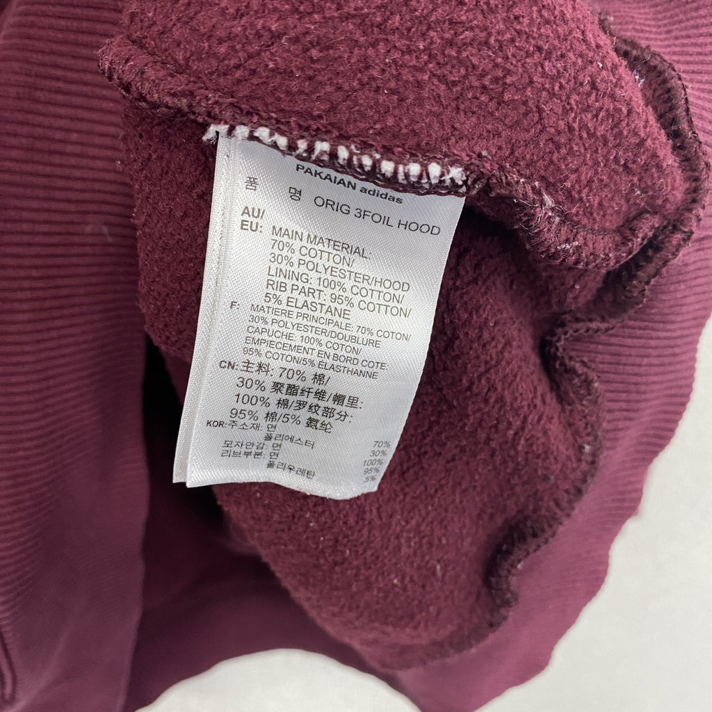 adidas　アディダス　スウェットパーカー/フーディー　ラグランスリーブ　デカロゴ　ボルドー　XOサイズ