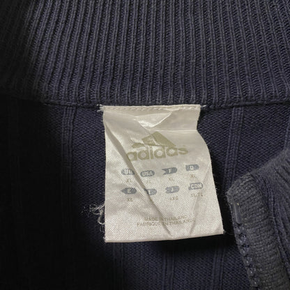 古着 used adidas アディダス　長袖ニットジップアップブルゾン　ニットジャケット　オーバーサイズ　ネイビー　XLサイズ