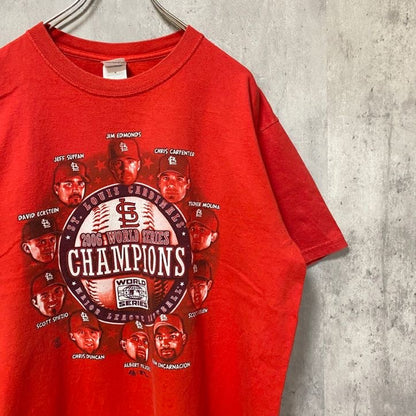 古着 used　GILDAN ギルダン　MLB　カージナルス　2006　半袖プリントTシャツ　野球　赤　レトロ　Lサイズ
