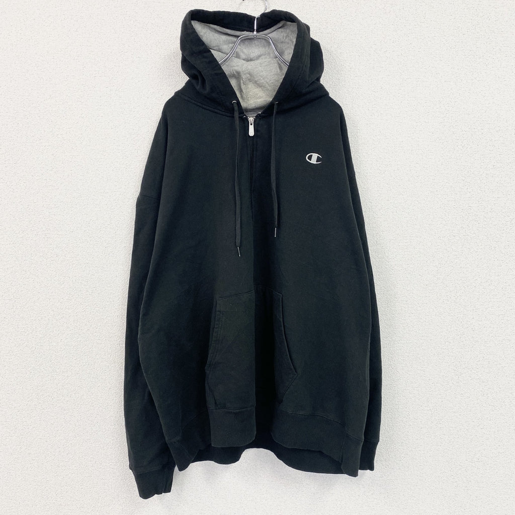 champion　チャンピオン　フルジップパーカー　フーディ　ロゴ刺繡　黒　ブラック