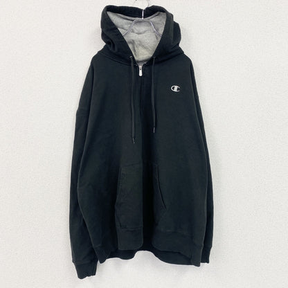 champion　チャンピオン　フルジップパーカー　フーディ　ロゴ刺繡　黒　ブラック
