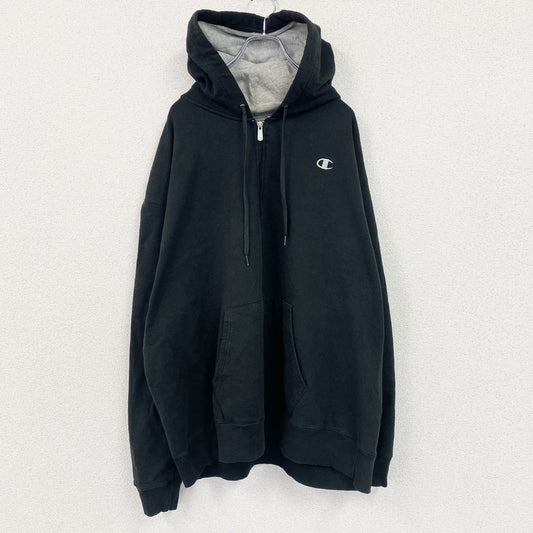 champion　チャンピオン　フルジップパーカー　フーディ　ロゴ刺繡　黒　ブラック