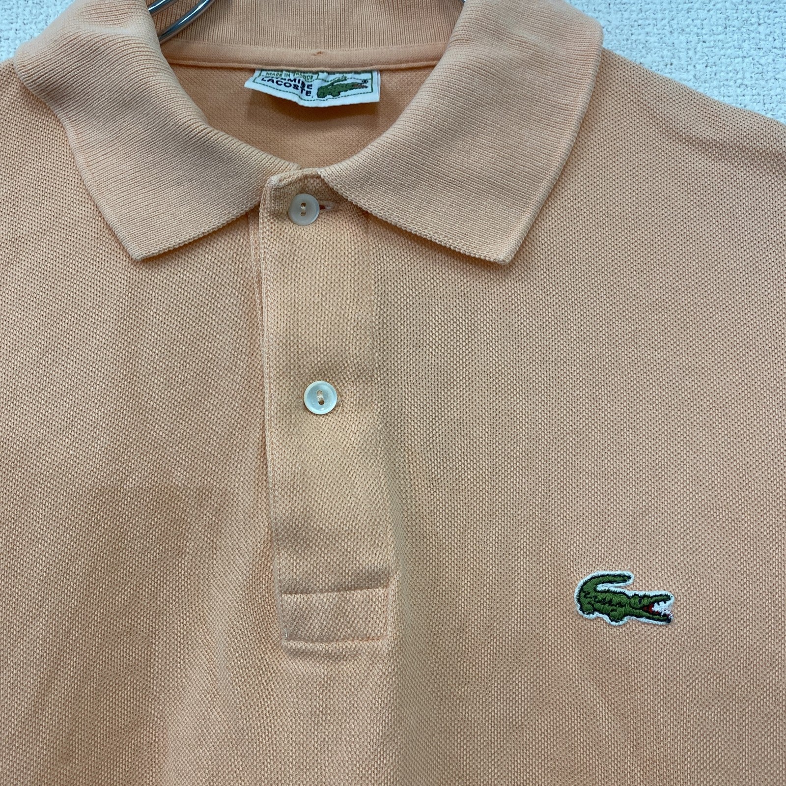 ～80s　LACOSTE　ラコステ　半袖ポロシャツ　刺繍ロゴ　ヴィンテージ　オレンジ　4サイズ