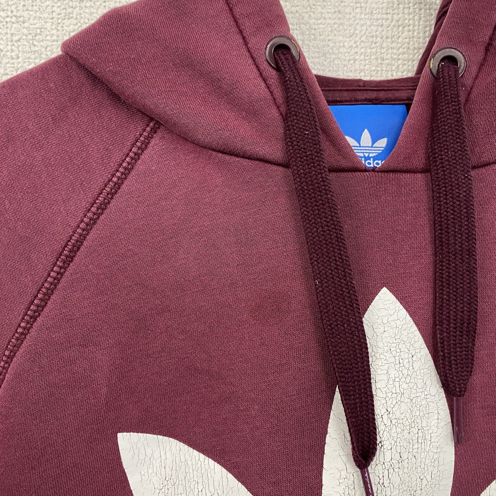 adidas　アディダス　スウェットパーカー/フーディー　ラグランスリーブ　デカロゴ　ボルドー　XOサイズ