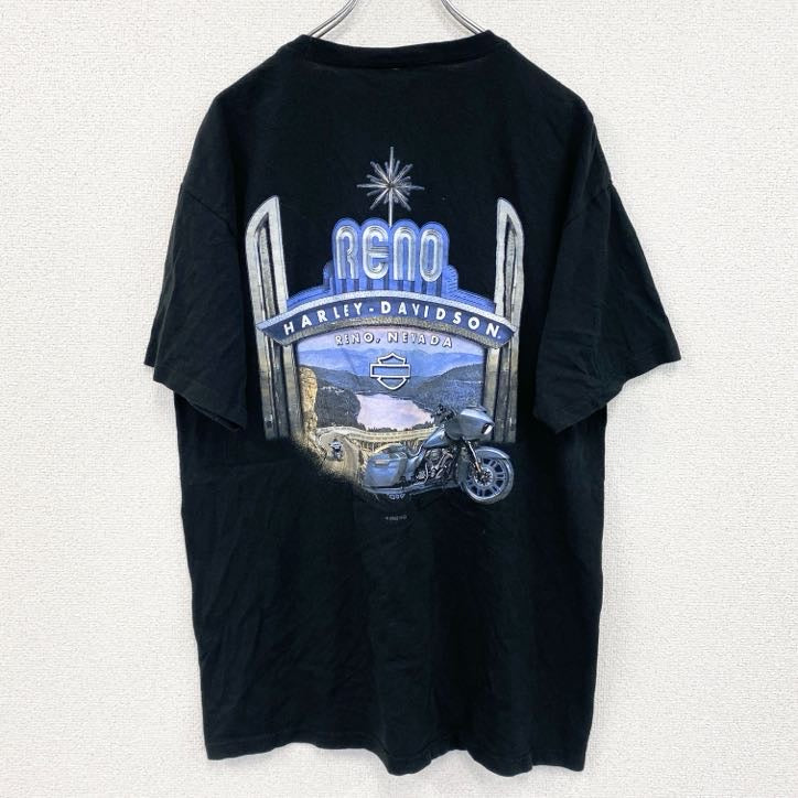HARLEY DAVIDSON　ハーレーダビッドソン　半袖プリントTシャツ　黒　ブラック　Lサイズ