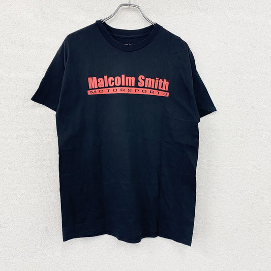 MALCOLM SMITH MOTORSPORTS　半袖プリントモーターサイクルTシャツ　バイク　4連プリント　黒　ブラック　Mサイズ
