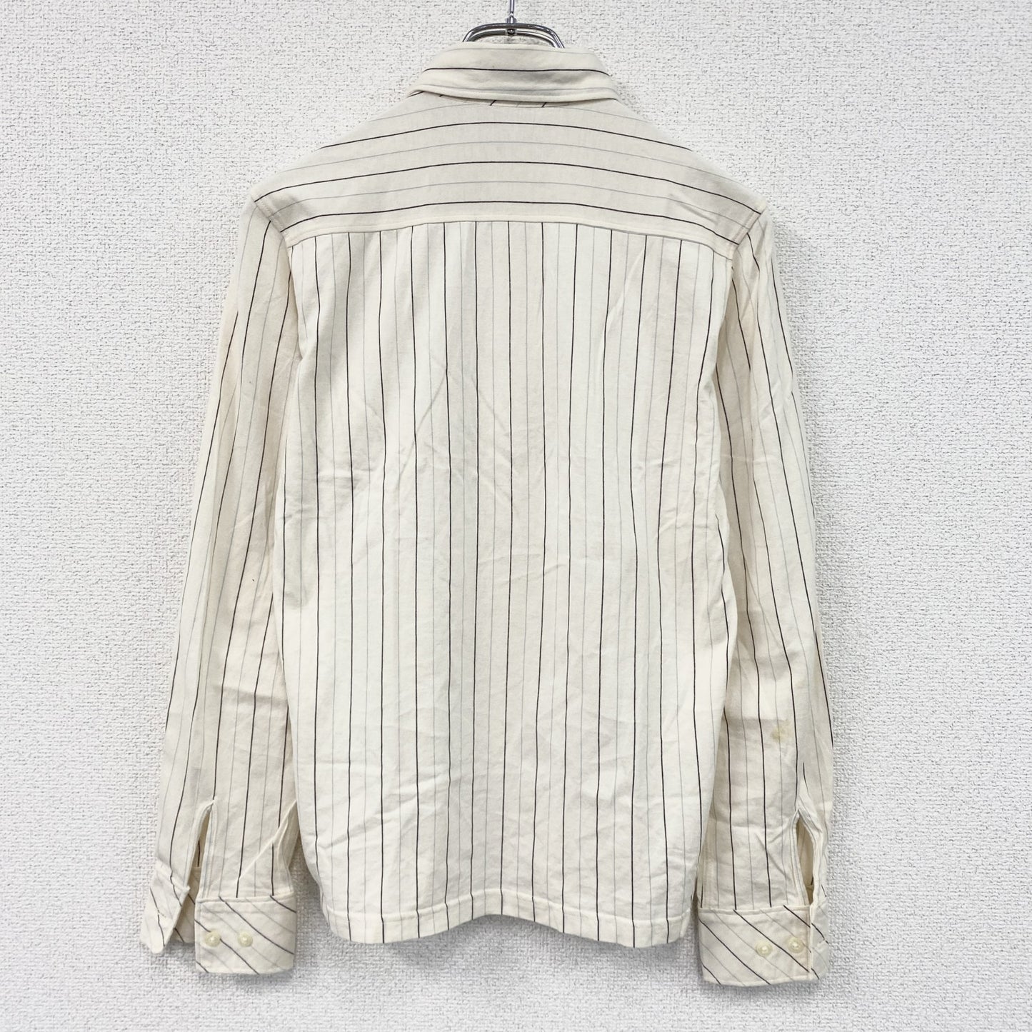 FRED PERRY　フレッドペリー　長袖ボタンダウンシャツ　ストライプ　ベージュ　Sサイズ