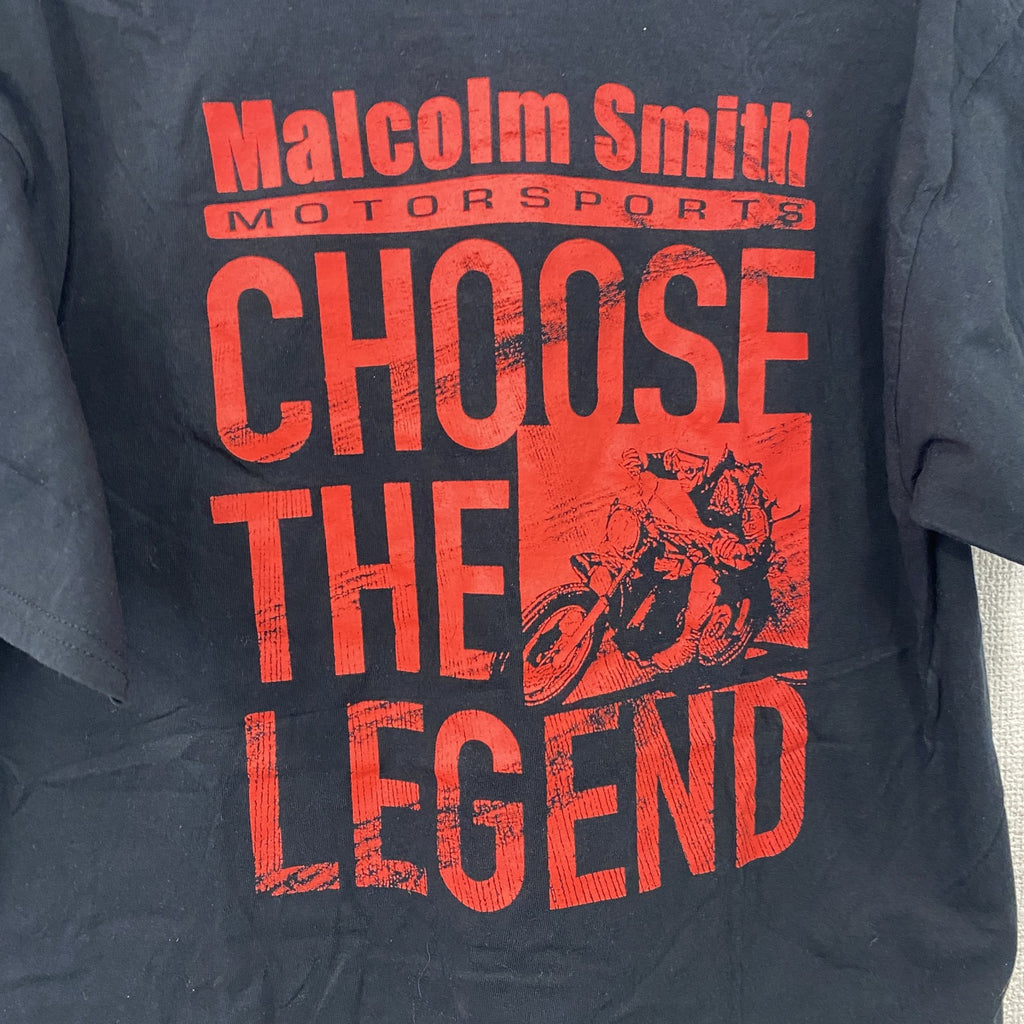 MALCOLM SMITH MOTORSPORTS　半袖プリントモーターサイクルTシャツ　バイク　4連プリント　黒　ブラック　Mサイズ