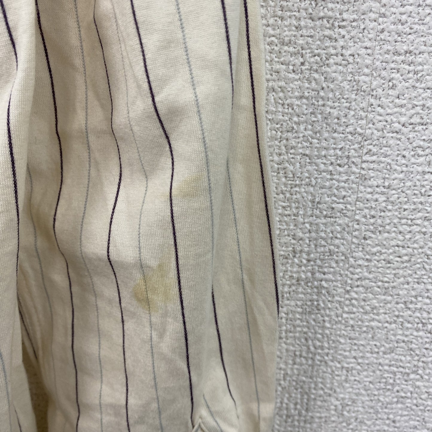 FRED PERRY　フレッドペリー　長袖ボタンダウンシャツ　ストライプ　ベージュ　Sサイズ