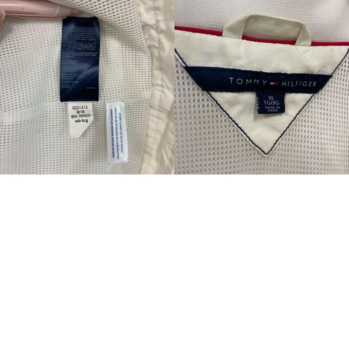 古着 used　TOMMY HILFIGER　トミーヒルフィガー　フルジップナイロンジャケット　白　ホワイト　XLサイズ