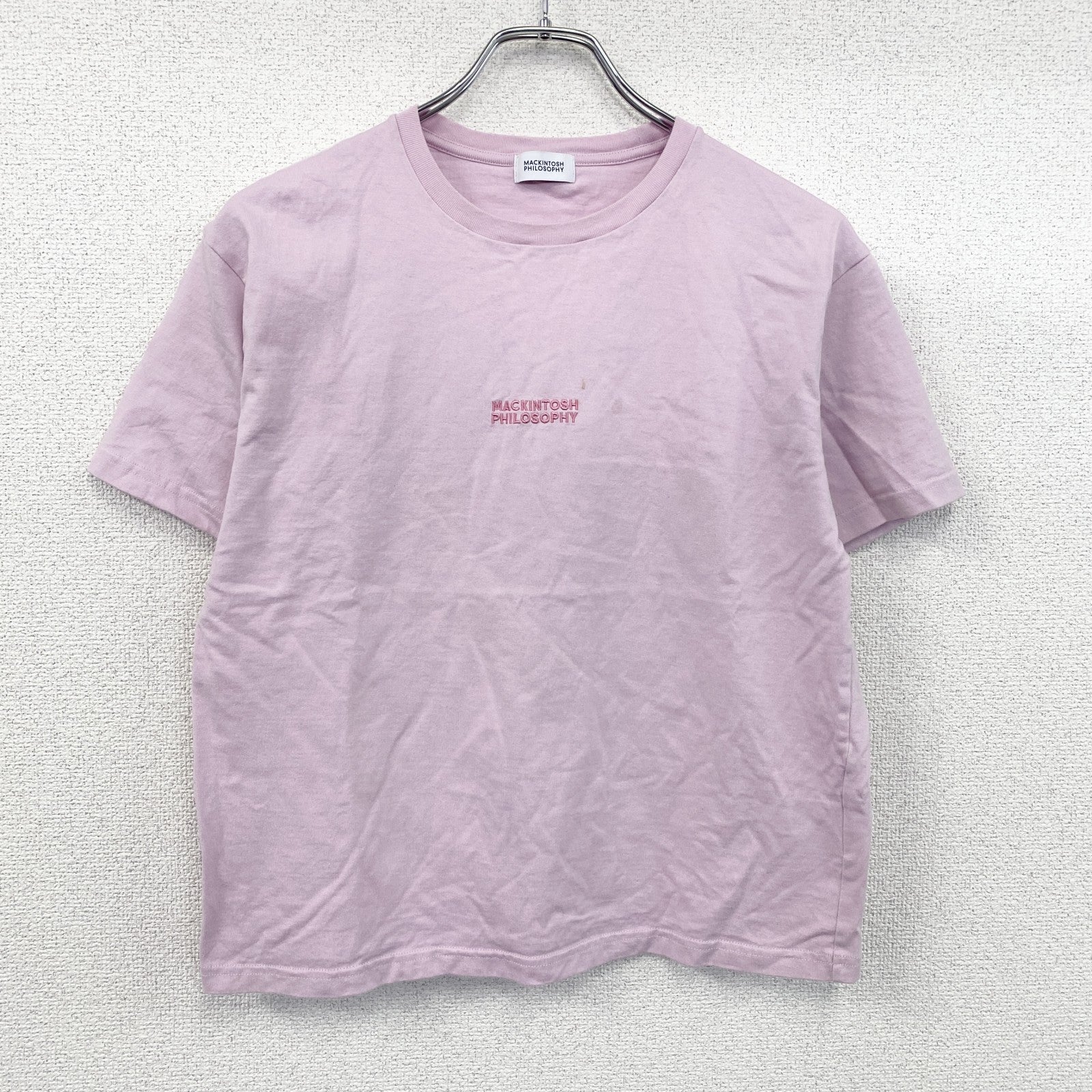 MACKINTOSH PHILOSOPHY　マッキントッシュフィロソフィー　半袖Tシャツ　刺繡ロゴ　ピンク　38サイズ