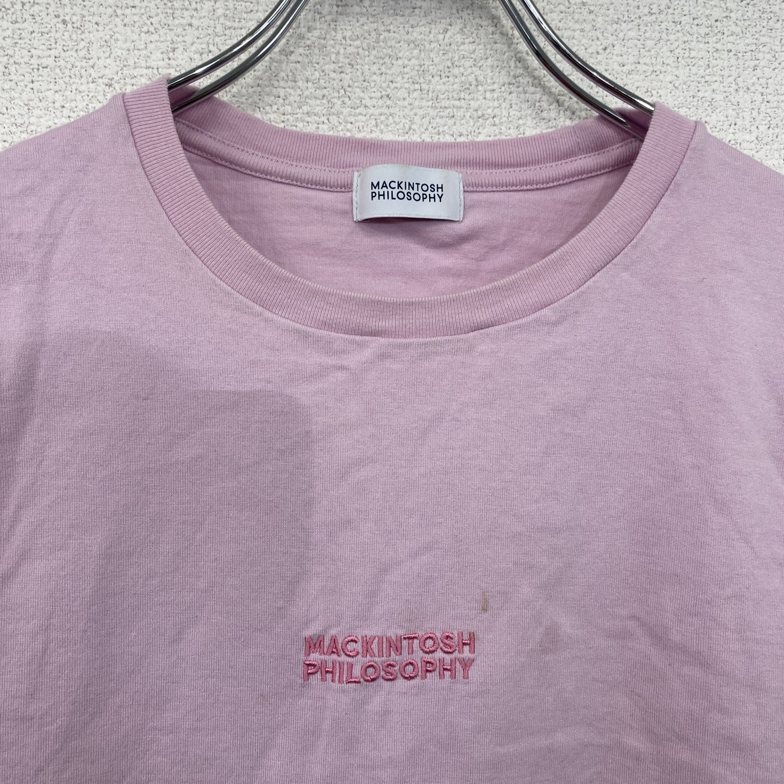 MACKINTOSH PHILOSOPHY　マッキントッシュフィロソフィー　半袖Tシャツ　刺繡ロゴ　ピンク　38サイズ