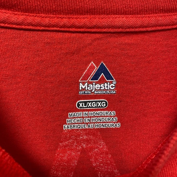 古着 used　Majestic　MLB　メジャーリーグ　カージナルス　半袖プリントTシャツ　赤　レトロ　野球　XLサイズ