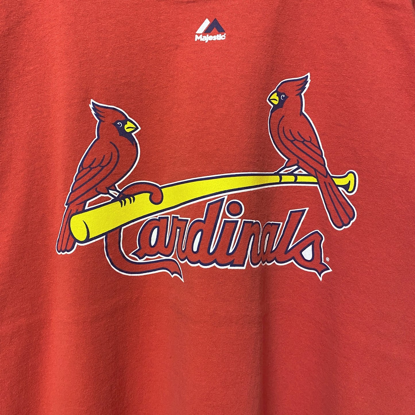 古着 used　Majestic　MLB　メジャーリーグ　カージナルス　半袖プリントTシャツ　赤　レトロ　野球　XLサイズ