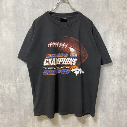 古着 used 90s　ONEITA　AFC　1998　半袖プリントTシャツ　黒　レトロ　アメフト　デンバーブロンコス　Lサイズ