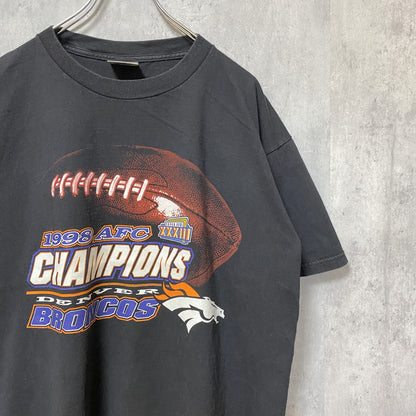 古着 used 90s　ONEITA　AFC　1998　半袖プリントTシャツ　黒　レトロ　アメフト　デンバーブロンコス　Lサイズ