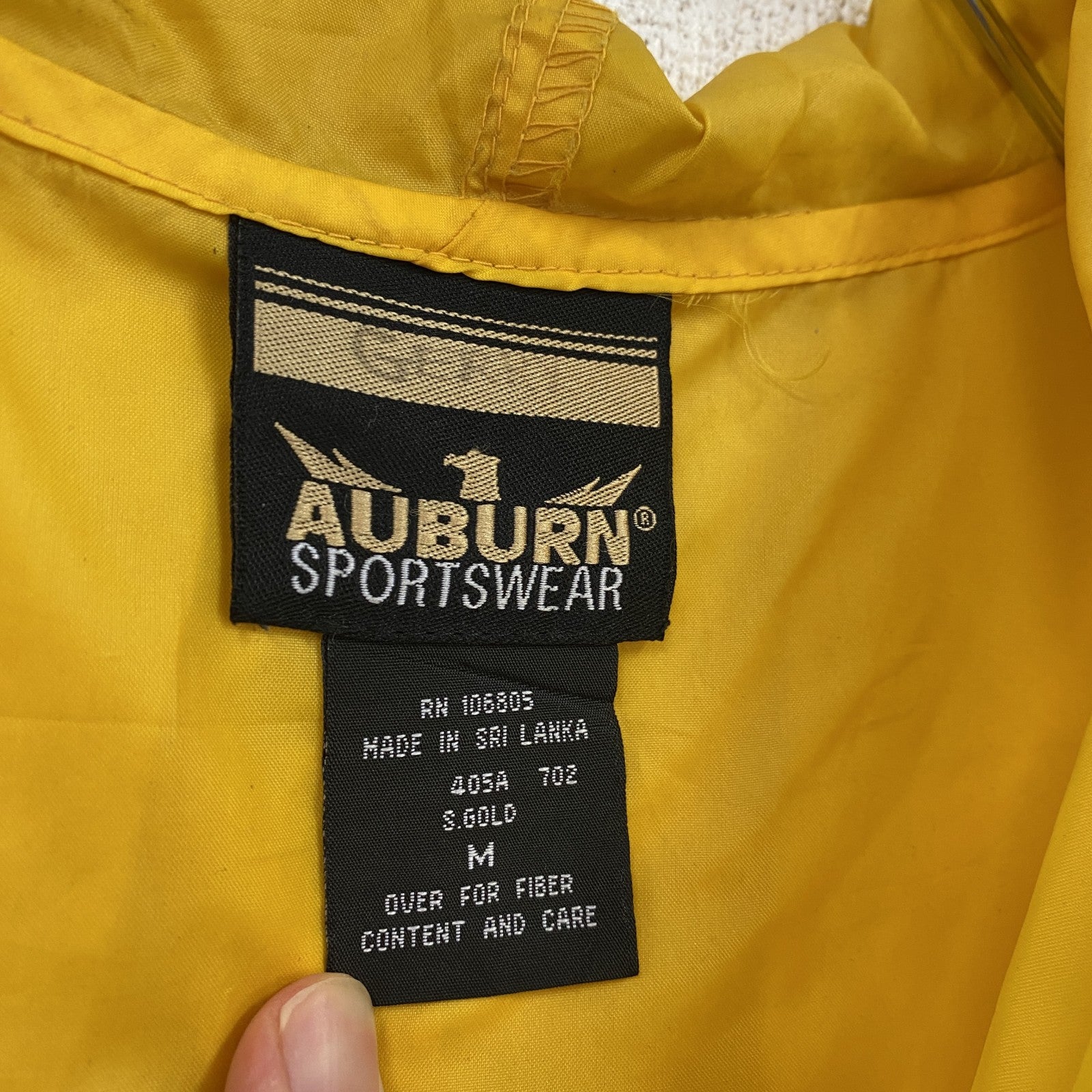 AUBURN　SPORTSWEAR　ハーフナイロンジャケット　プルオーバー　フーディ　黄色　イエロー　Mサイズ
