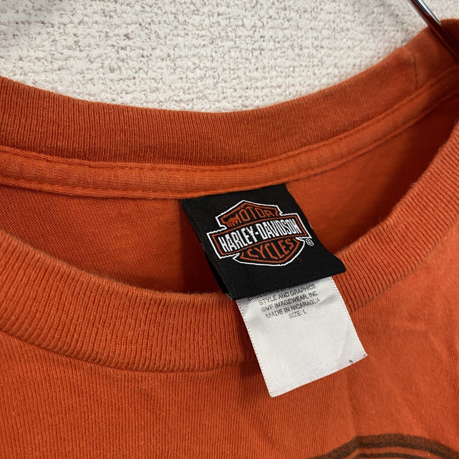 HARLEY DAVIDSON　ハーレーダビッドソン　半袖プリントTシャツ　オレンジ　XLサイズ