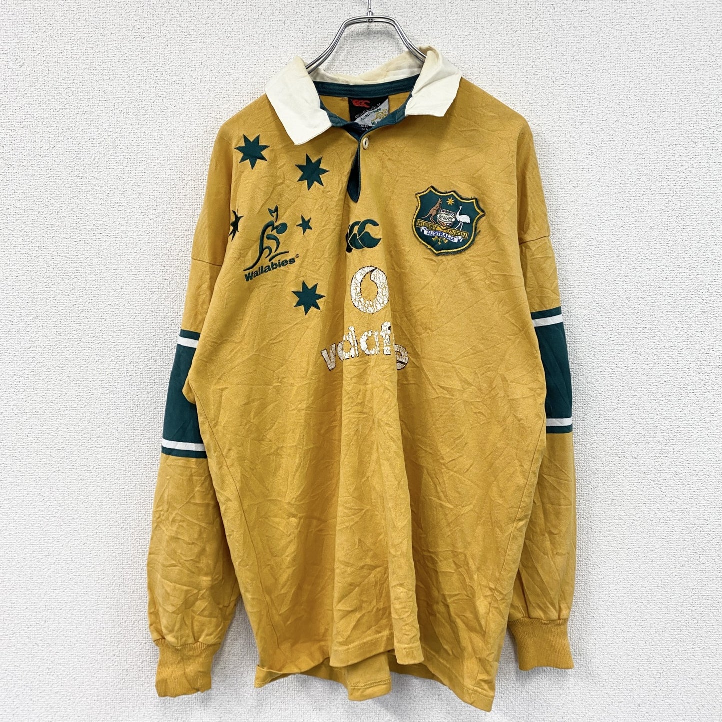 Canterbury　カンタベリー　Wallabies　ワラビーズ　長袖ポロシャツ/ラガーシャツ　黄色　イエロー　XLサイズ