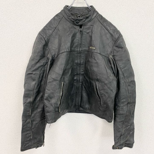 Real Leather　レザージャケット/シングルライダースジャケット　黒　ブラック　3XLサイズ