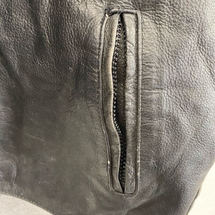 Real Leather　レザージャケット/シングルライダースジャケット　黒　ブラック　3XLサイズ
