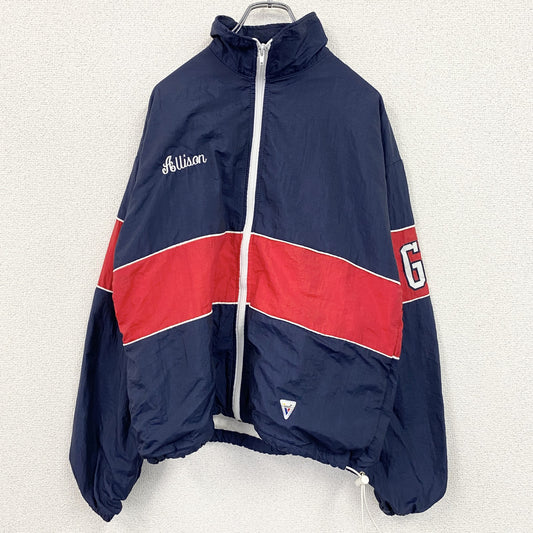 ～90s　VARSITY　フルジップナイロンジャケット　ヴィンテージ　紺　ネイビー　Mサイズ