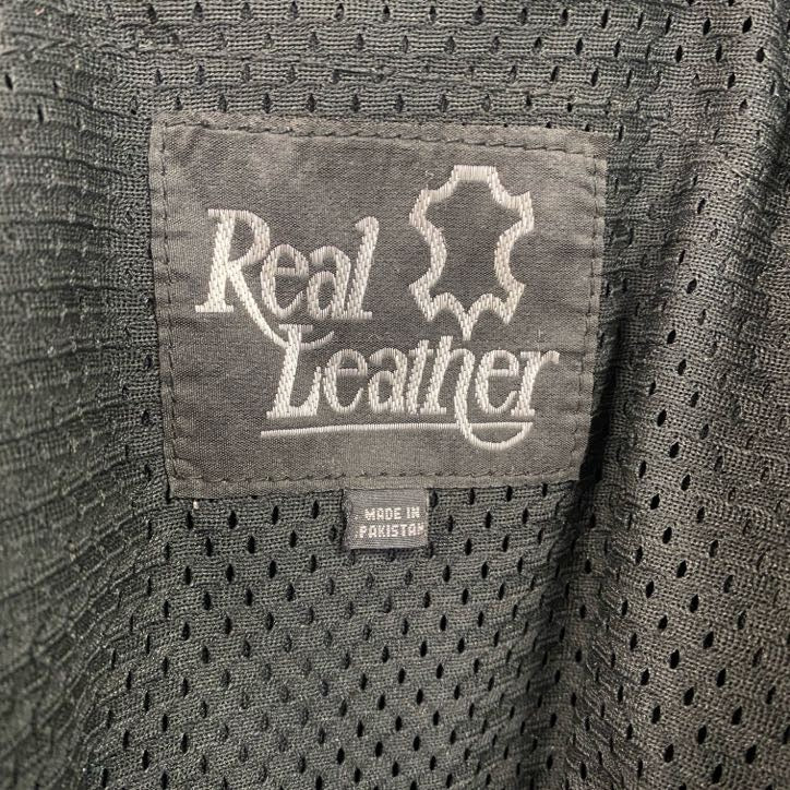 Real Leather　レザージャケット/シングルライダースジャケット　黒　ブラック　3XLサイズ