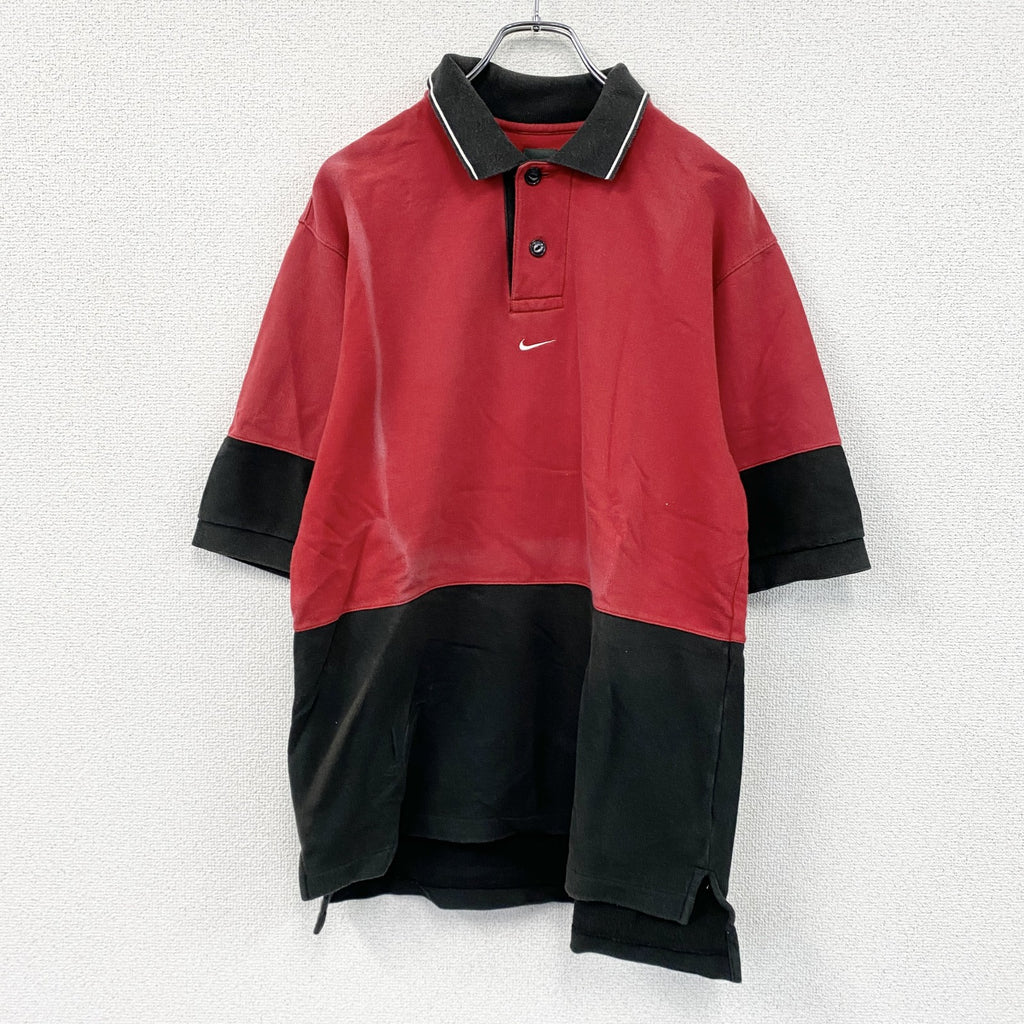 NIKE GOLF　ナイキゴルフ　半袖ポロシャツ　スウッシュ　赤　レッド　黒　ブラック　Sサイズ
