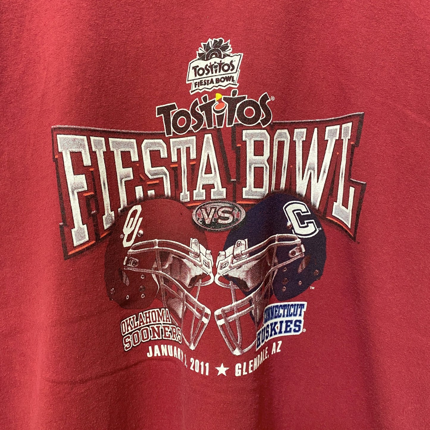 古着 used　GILDAN ギルダン　半袖プリントTシャツ　赤　レッド　レトロ　アメフト　フィエスタボウル　2011　XLサイズ