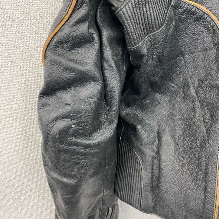 Real Leather　レザージャケット/シングルライダースジャケット　黒　ブラック　3XLサイズ