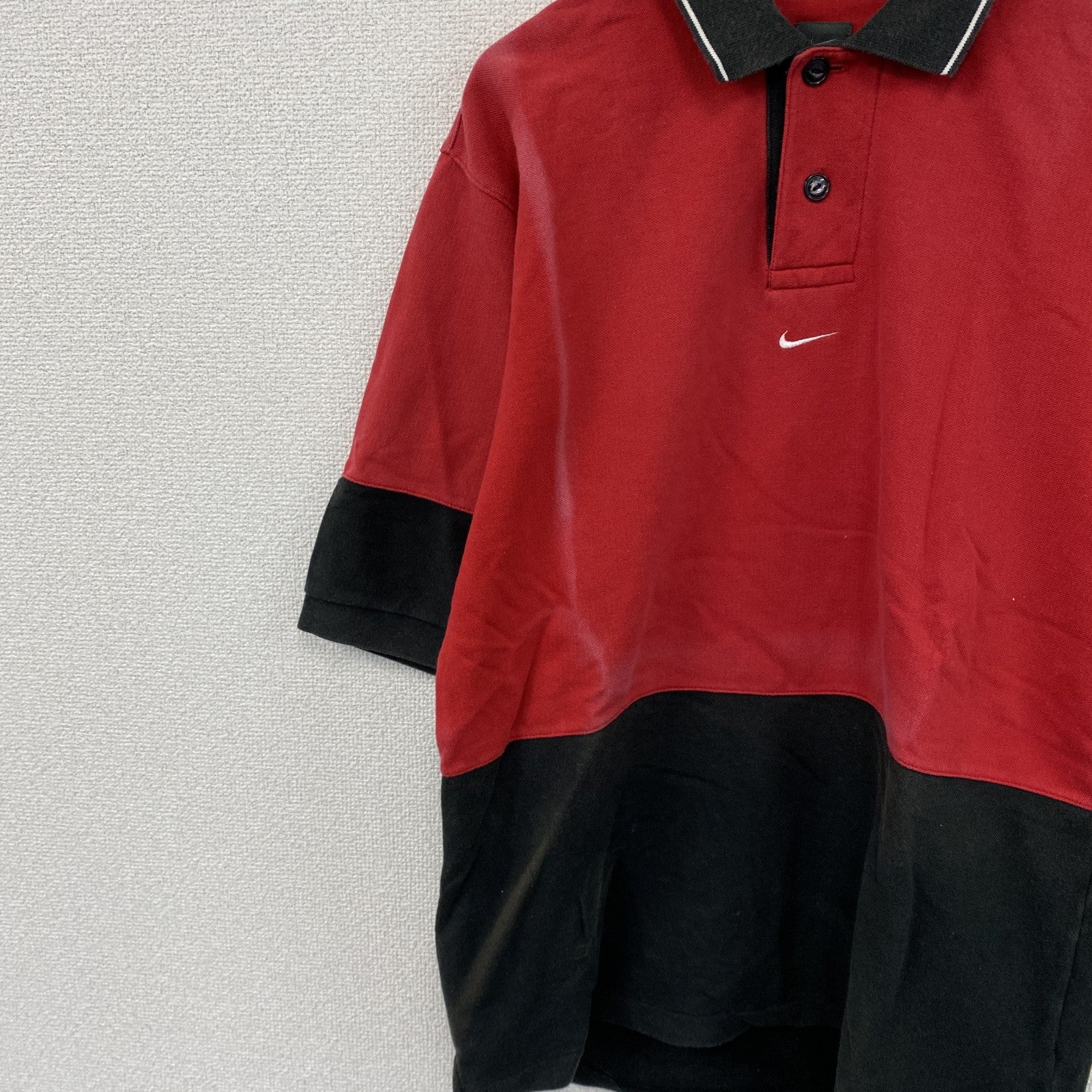 NIKE GOLF　ナイキゴルフ　半袖ポロシャツ　スウッシュ　赤　レッド　黒　ブラック　Sサイズ