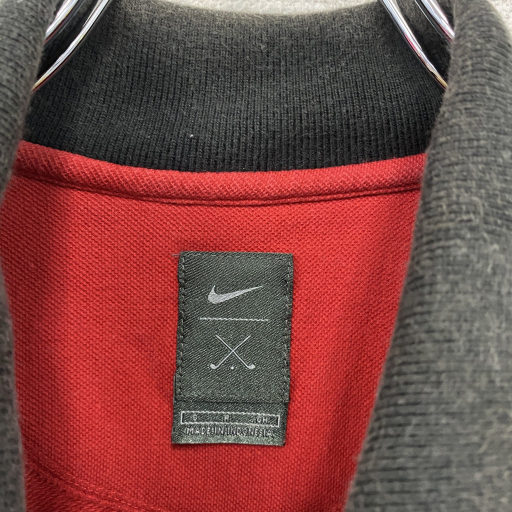 NIKE GOLF　ナイキゴルフ　半袖ポロシャツ　スウッシュ　赤　レッド　黒　ブラック　Sサイズ