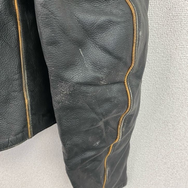 Real Leather　レザージャケット/シングルライダースジャケット　黒　ブラック　3XLサイズ