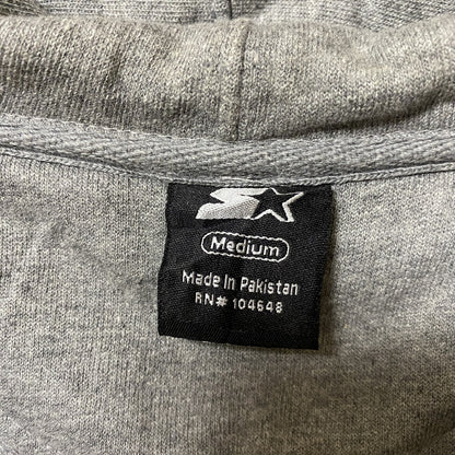 古着 used　STARTER スターター　長袖ビッグロゴジップアップパーカー　フーディー　レトロデザイン　グレー　Mサイズ