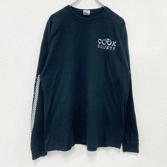 GILDAN　ギルダン　長袖Tシャツ/ロンT　スカルT　黒　ブラック　XLサイズ