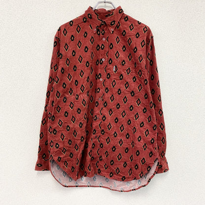 FERREJEANS　フェレジーンズ　コーデュロイ長袖ボタンダウンシャツ　総柄　赤　レッド　40サイズ