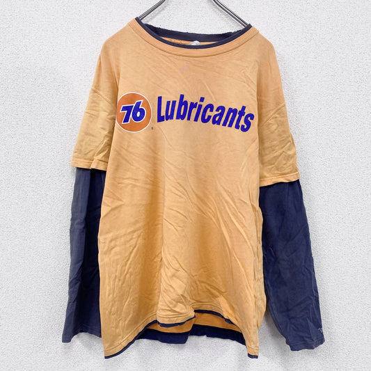 76 Lubricants　セブンティーシックスルブリカンツ　長袖Tシャツ/ロンT　企業T　オレンジ　Lサイズ